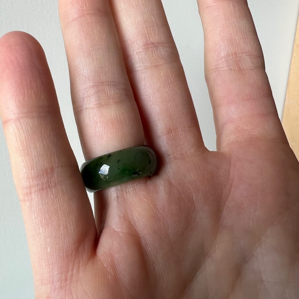New Zealand green Jade ring genuine stone size - Picture 10 of 12